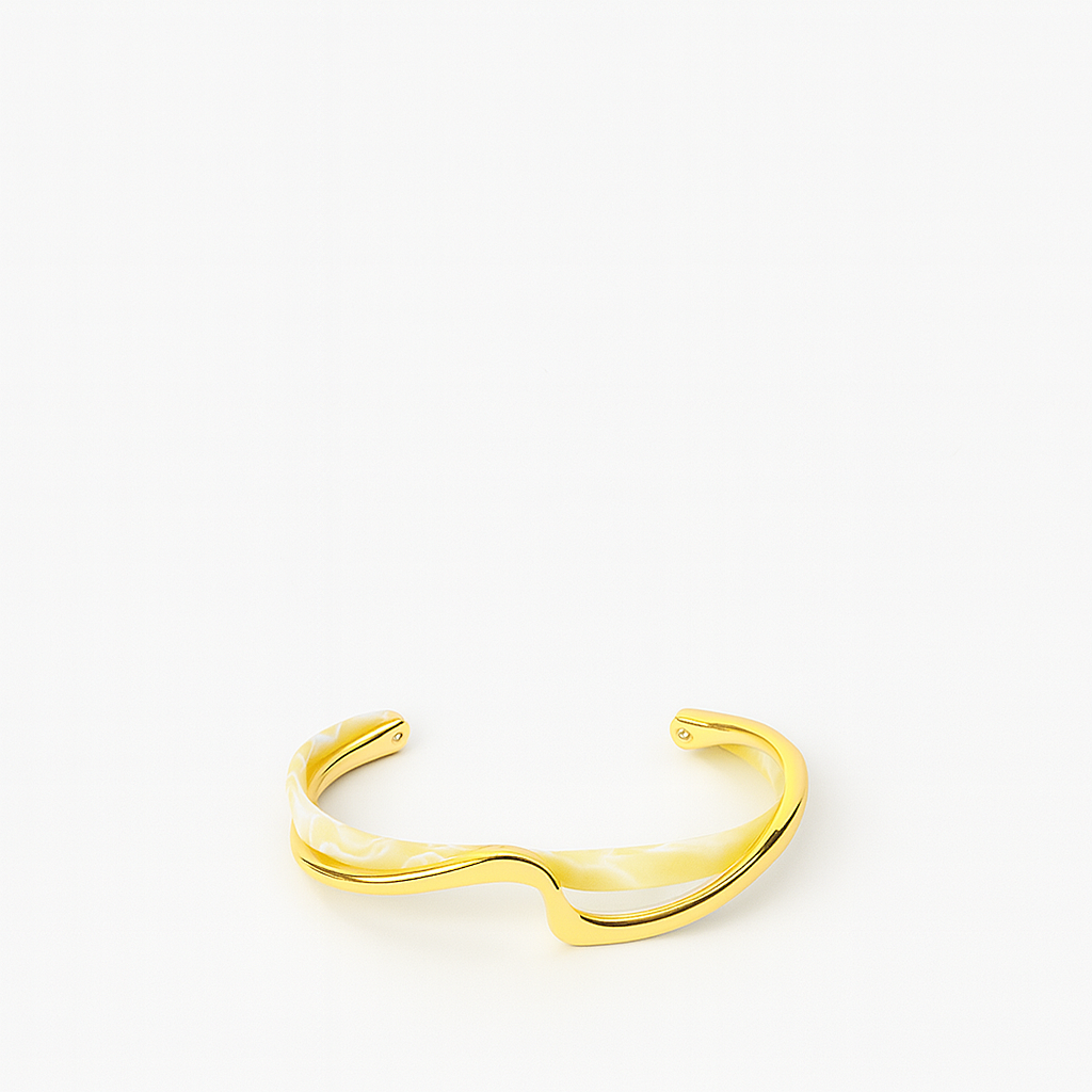Gold-Plated Bracelet with White Resin Opal Effect Detail