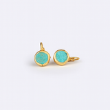 Gold Turquoise Earrings - Blue Stone Accents - 18K Gold Plated - Drop Design