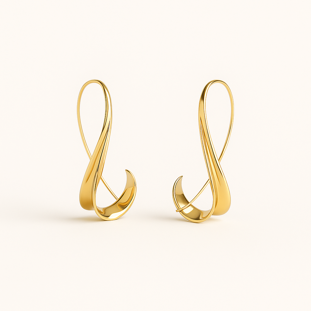 Gold-Plated Drop Loop Earrings in Sculptural Teardrop Form