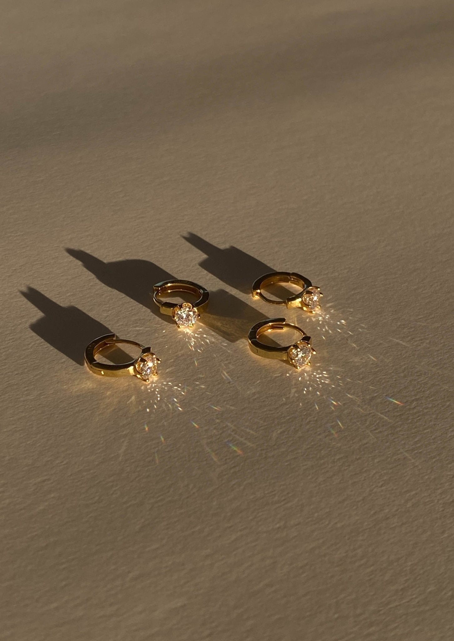 Gold-Plated Pave Huggie Earrings with Organic Shape