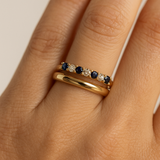 Gold Ring Set - Sapphire Blue & Clear Zirconia - 18K Gold Tone - Multi-Pack
