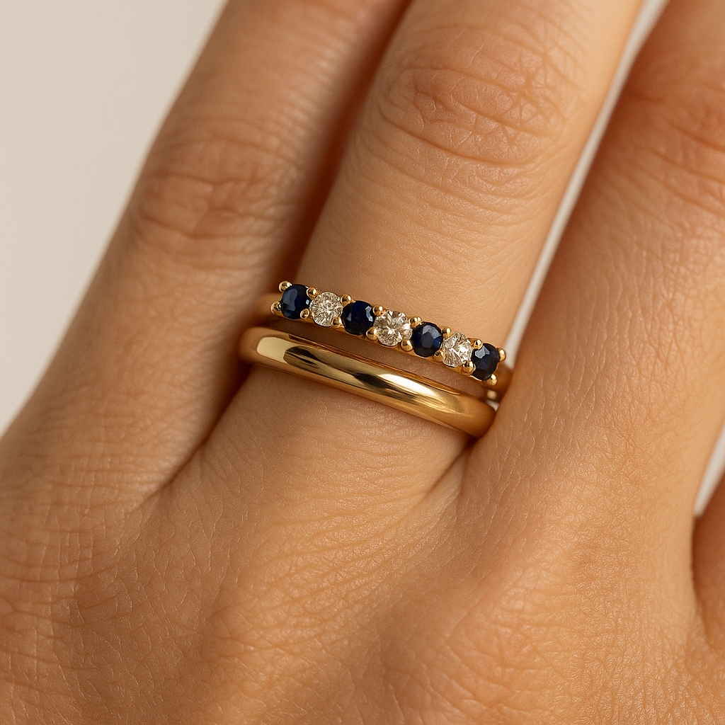 Gold-Tone Sapphire and Zirconia Ring Set