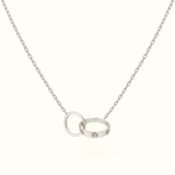 Gold Interlocking Ring Necklace - Double Circle Pendant - 18K Gold Tone