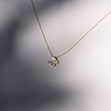 Gold Butterfly Necklace - Crystal Studded Pendant - 18K Gold Tone - Chain