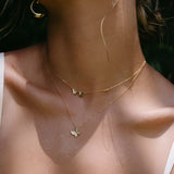 Gold Butterfly Necklace - Crystal Studded Pendant - 18K Gold Tone - Chain