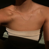 Gold Herringbone Necklace - Flat Snake Chain - 18K Gold Tone - 5mm Wide