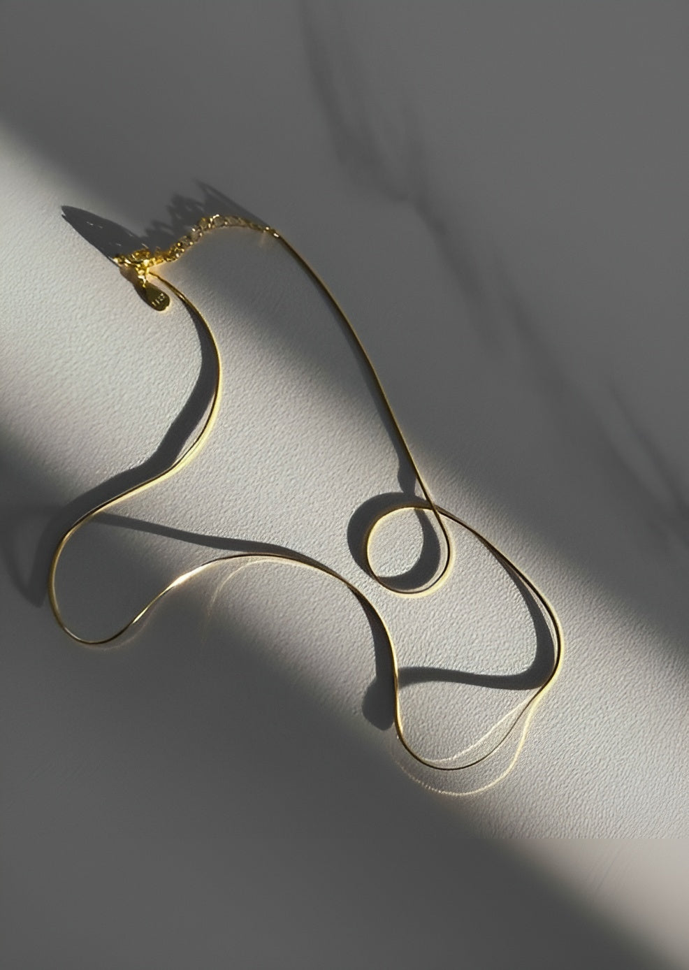 Gold Flat Herringbone Chain Necklace