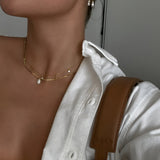 Gold Hoop Earrings - Clear Baguette Zirconia Charm - 18K Gold Tone - Drop