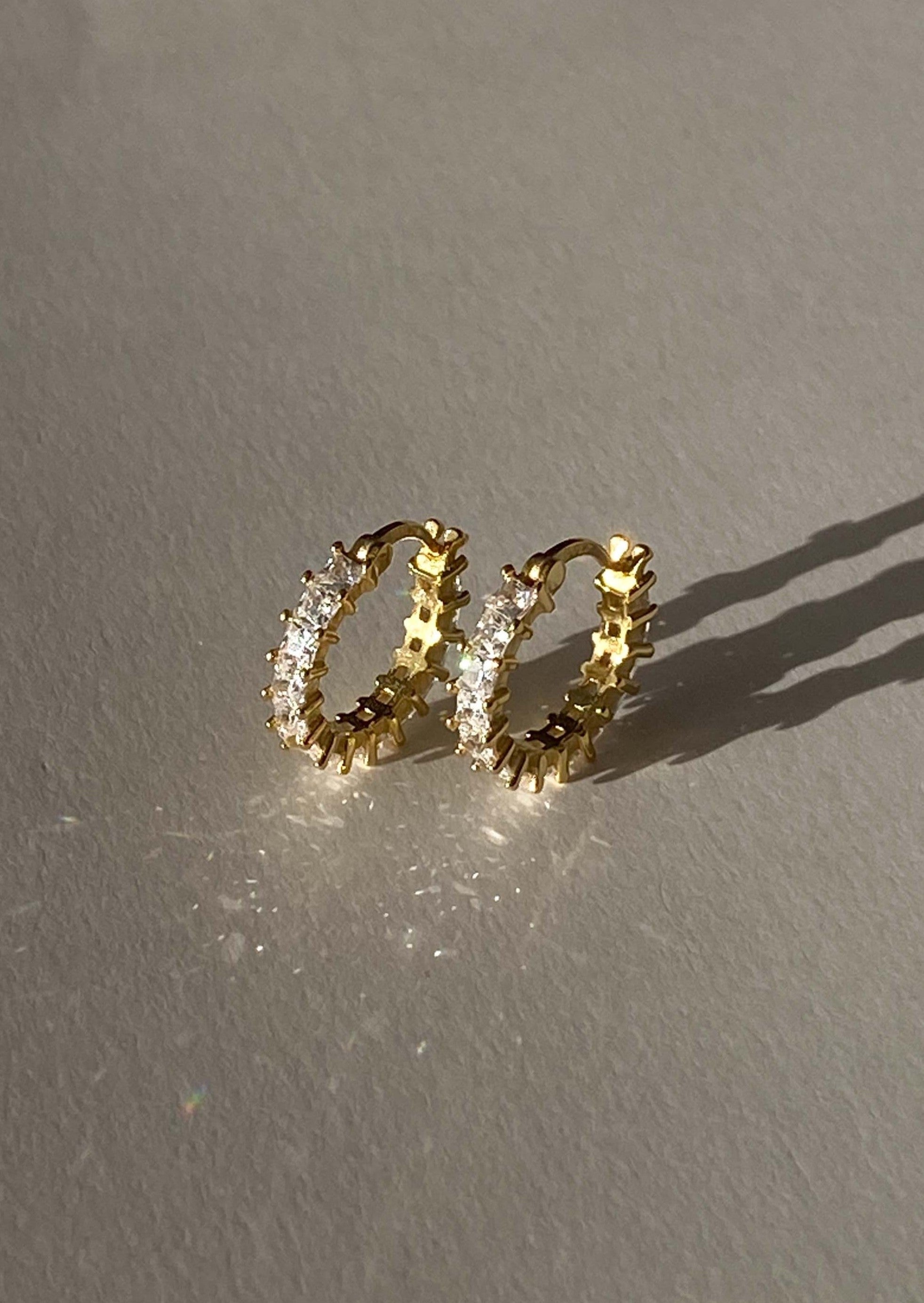 Gold Hoop Earrings with Sparkling Crystal Accents