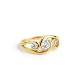 Gold Spiral Ring - Round Zirconia Accents - 18K Gold Tone - Stainless Steel