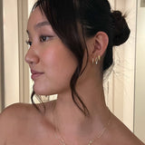 Gold Huggie Earrings - Textured Band Design - 18K Gold Tone - Stainless Steel