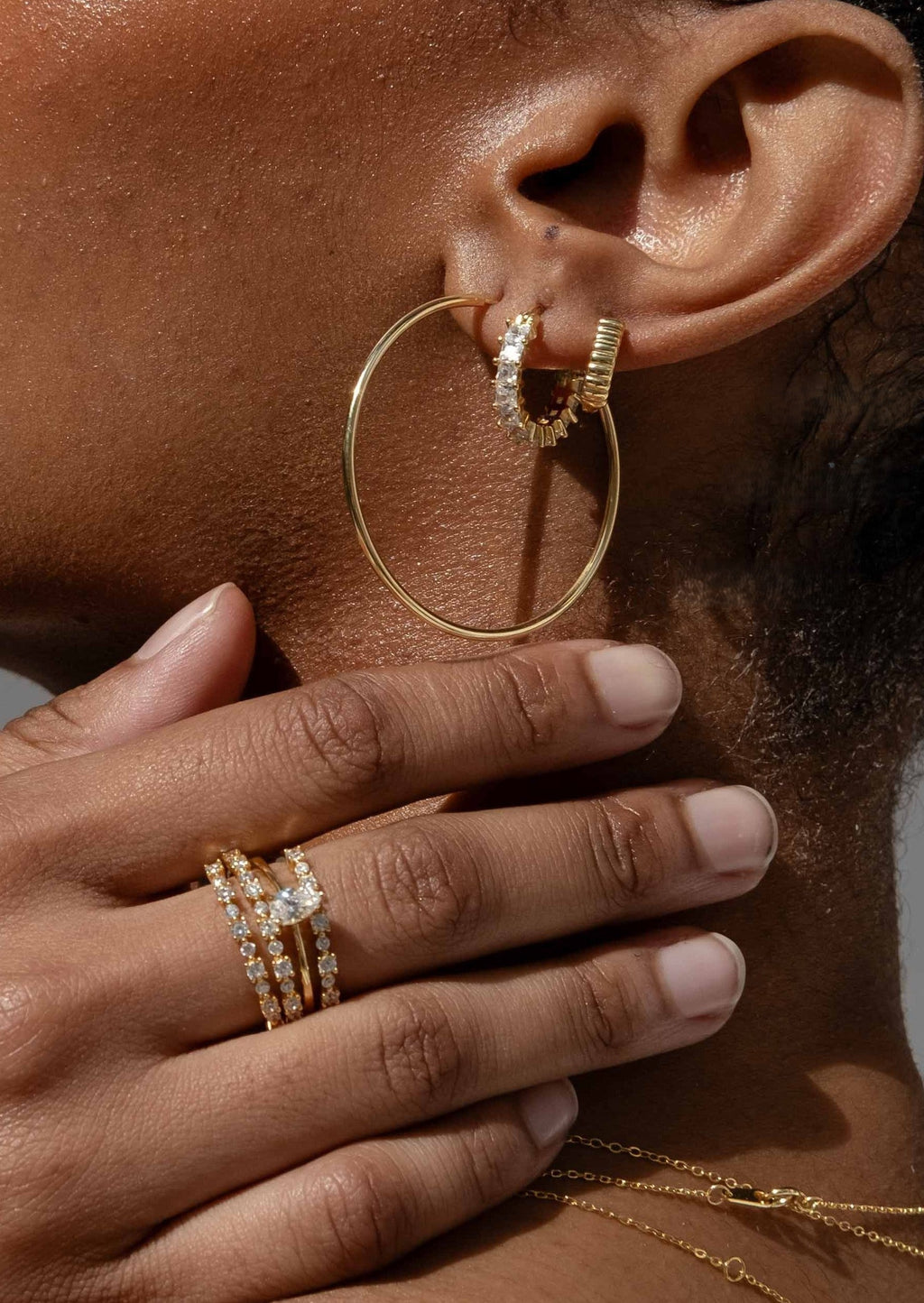 Gold tone Textured Huggie Earrings
