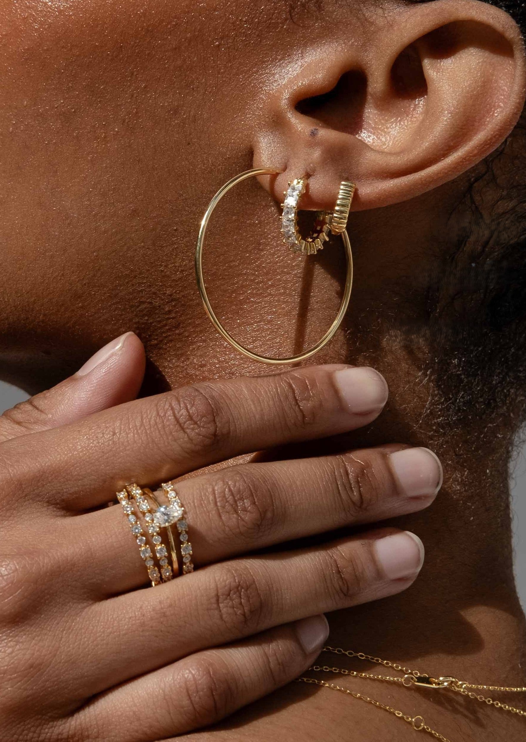 Gold tone Textured Huggie Earrings