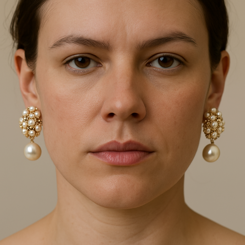 Gold Tone Pearl Drop Earrings with Crystal Floral Design