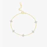 Gold Tone Bracelet with Delicate Flower Gemstones