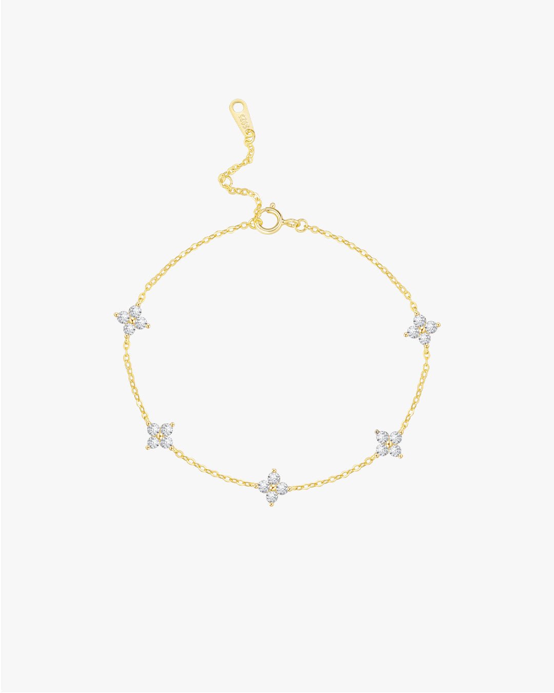 Gold Bracelet with Delicate Flower-Shaped Gemstones