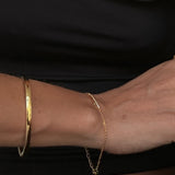 Gold Bar Bracelet - Double Strand Pave Design - 18K Gold Tone - Polished