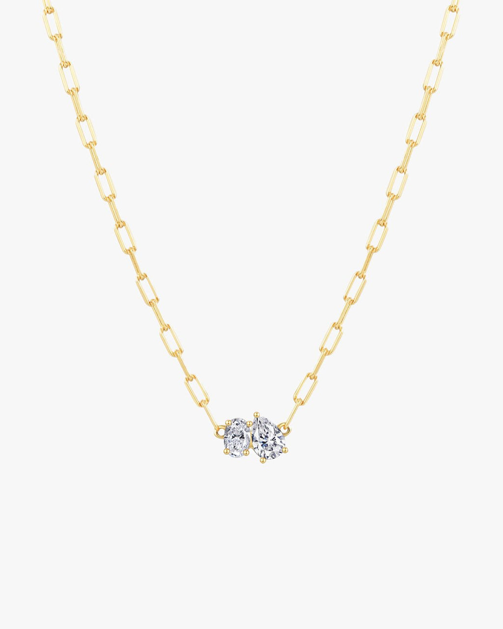 Gold Chain Necklace with Pear and Oval Stones