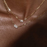 Gold Crystal Necklace - Pear & Oval Cut Zirconia - 18K Gold Tone - Stainless Steel