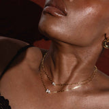 Gold Crystal Necklace - Pear & Oval Cut Zirconia - 18K Gold Tone - Stainless Steel