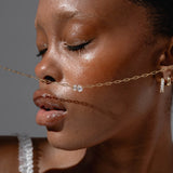 Gold Crystal Necklace - Pear & Oval Cut Zirconia - 18K Gold Tone - Stainless Steel