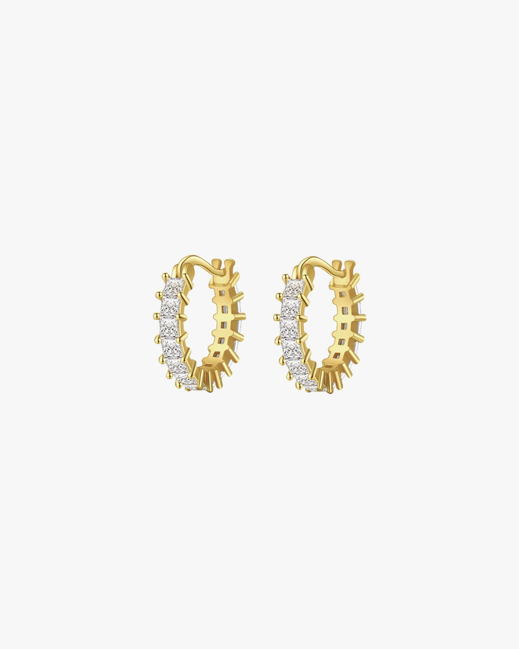 Gold Hoop Earrings with Sparkling Crystal Accents