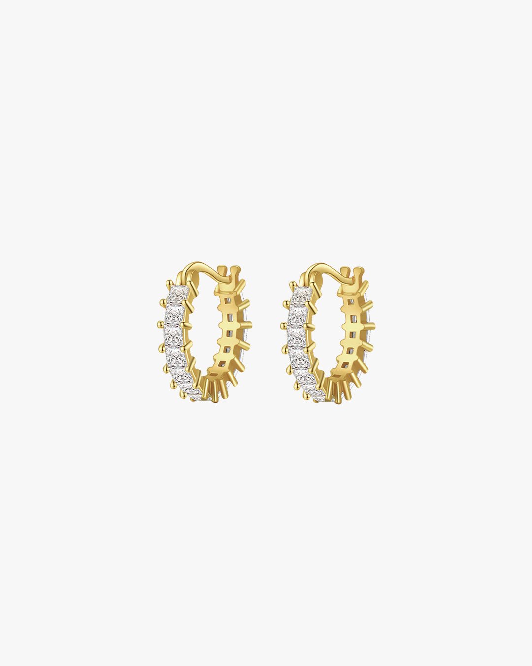 Gold Hoop Earrings with Sparkling Crystal Accents