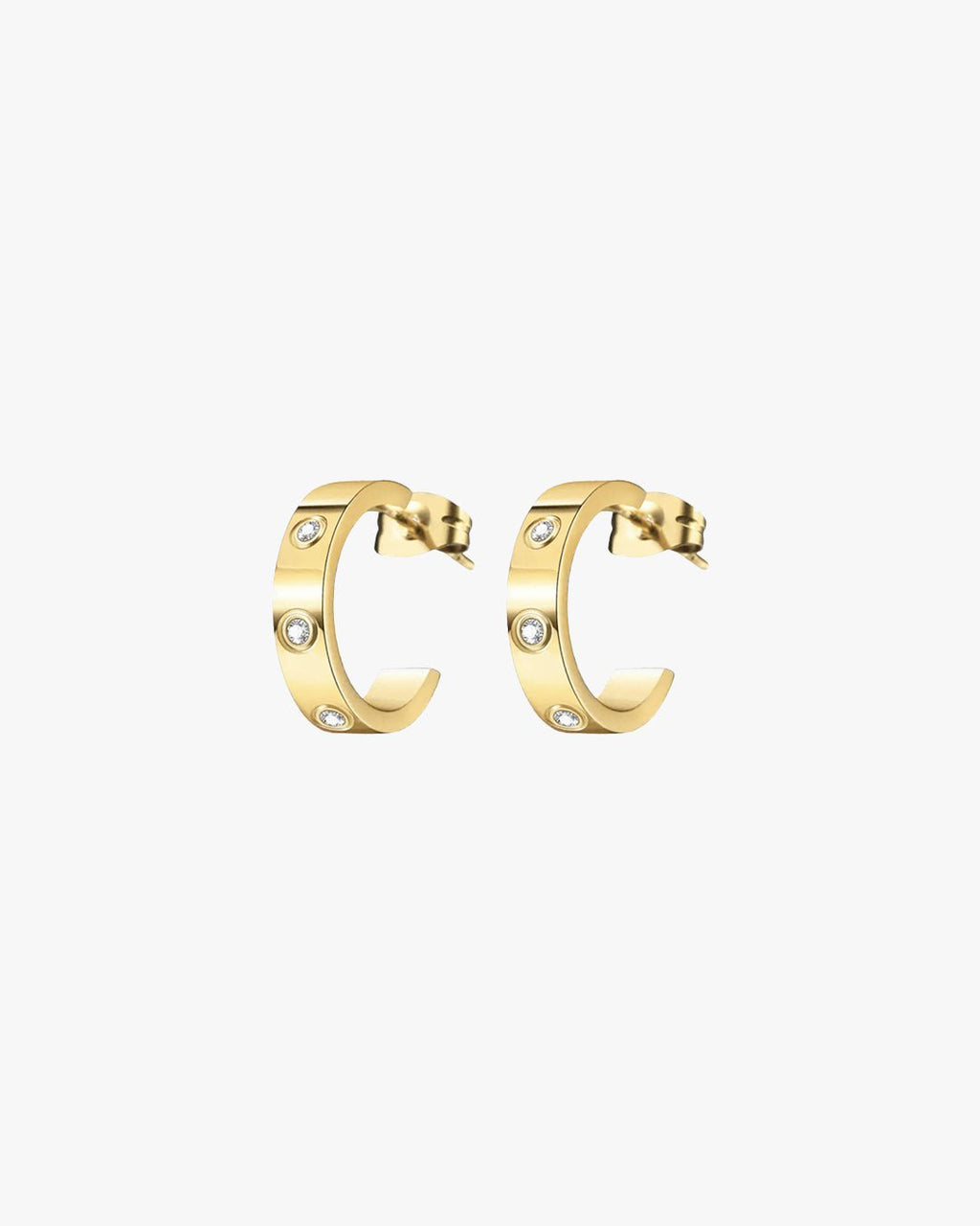 Gold Mini Hoop Earrings with Crystal Accents
