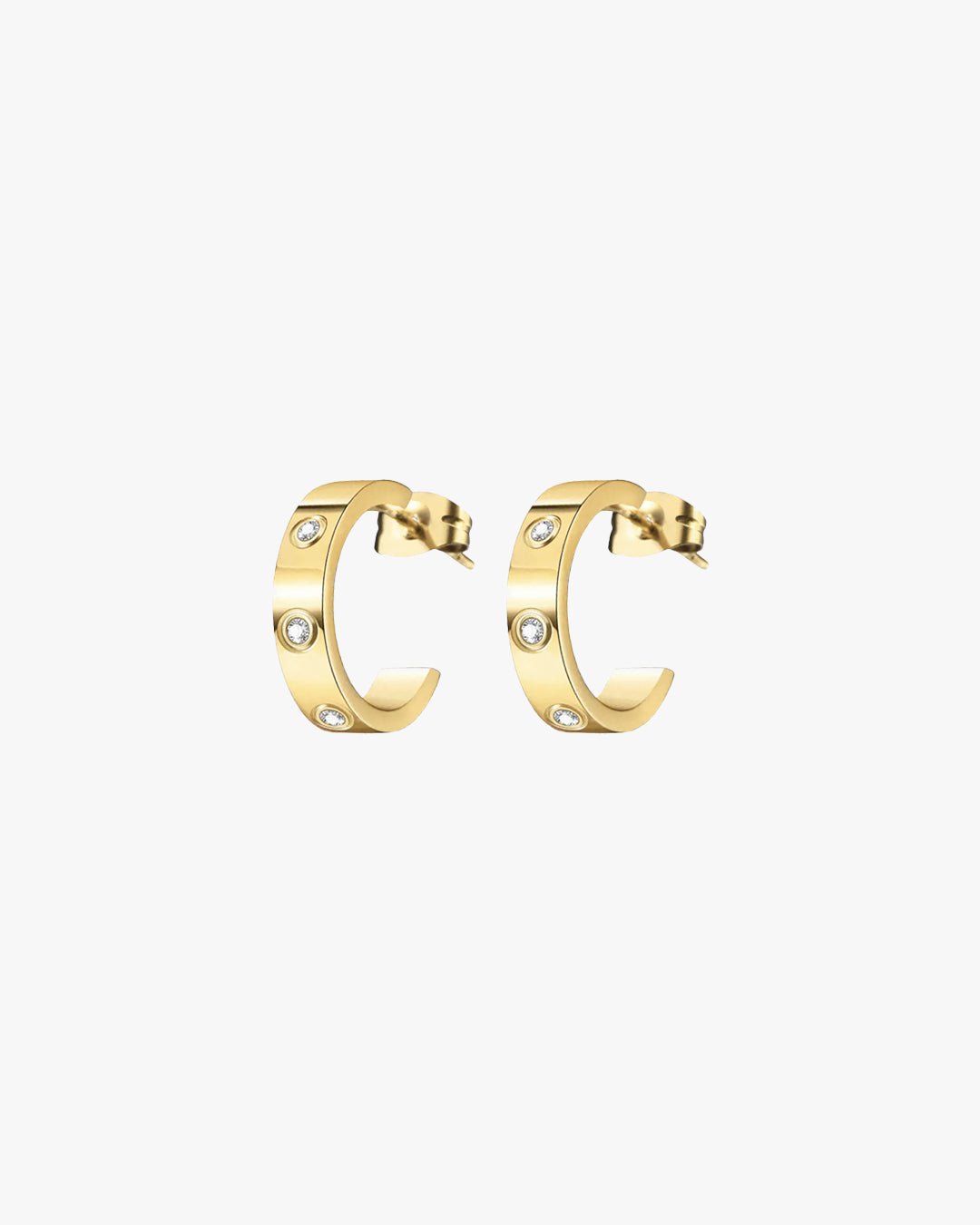 Gold Mini Hoop Earrings with Crystal Accents