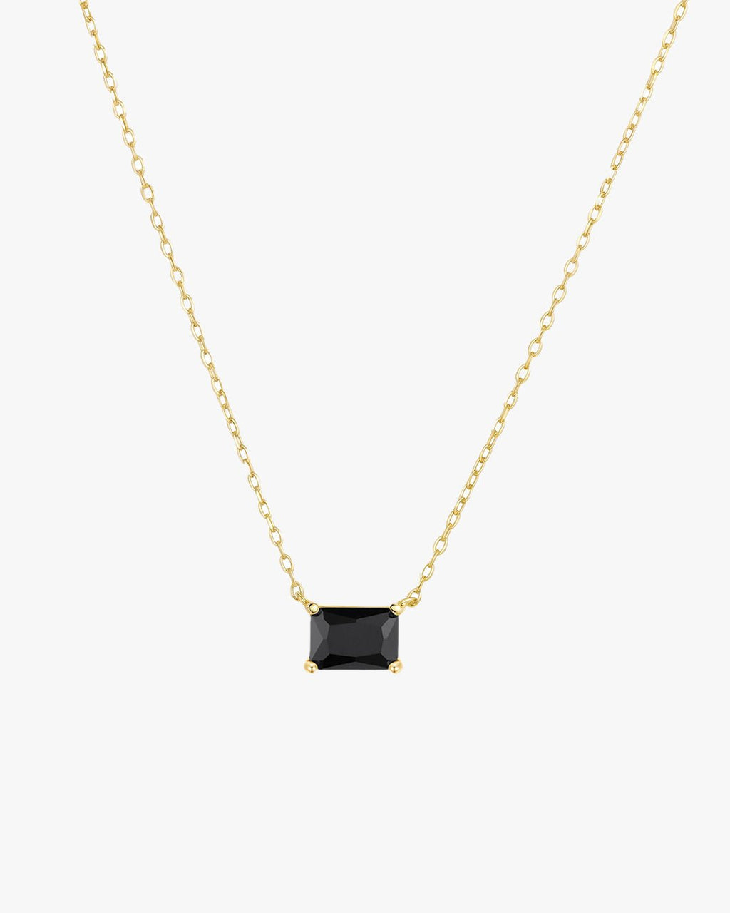 Gold Necklace with Rectangular Black Stone Pendant