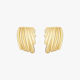 Gold Textured Hoop Earrings with Ribbed Swirl Design
