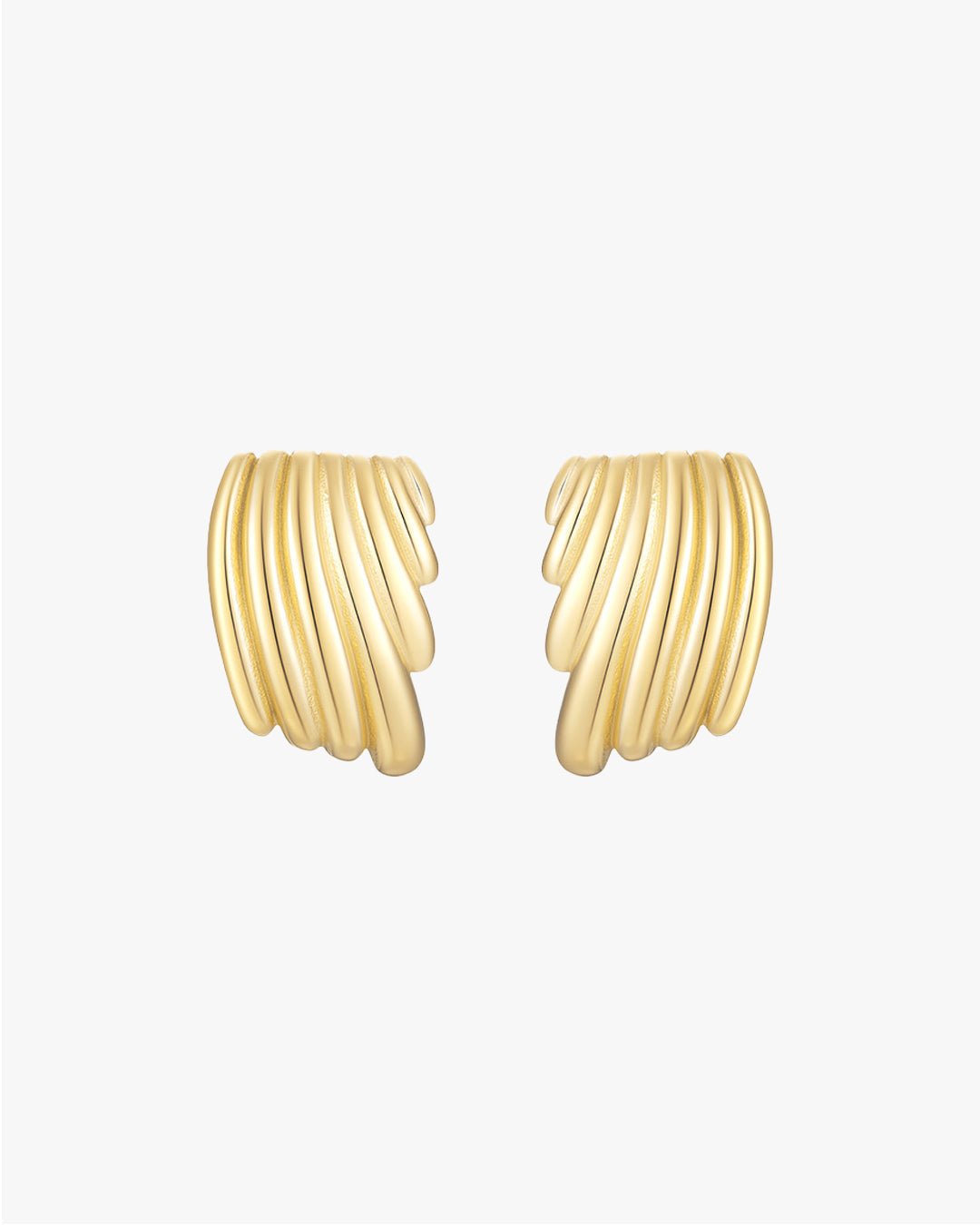 Gold Textured Hoop Earrings Ribbed Swirl Design