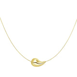 Gold Drop Necklace - Minimalist Polished Pendant - 18K Gold Tone