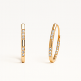 Gold Hoop Earrings - Crystal Accents - 18K Gold Tone - Polished Finish