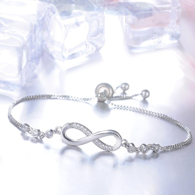 Adjustable Infinity Charm Bracelet with Crystal Accents