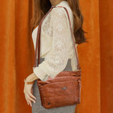 Elegant Leather Shoulder Bag with Signature Design