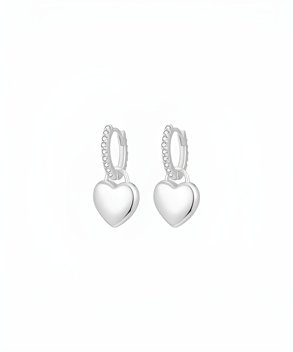 Heart Shaped Drop Earrings with Stone Accents
