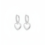Heart Shaped Drop Earrings with Stone Accents