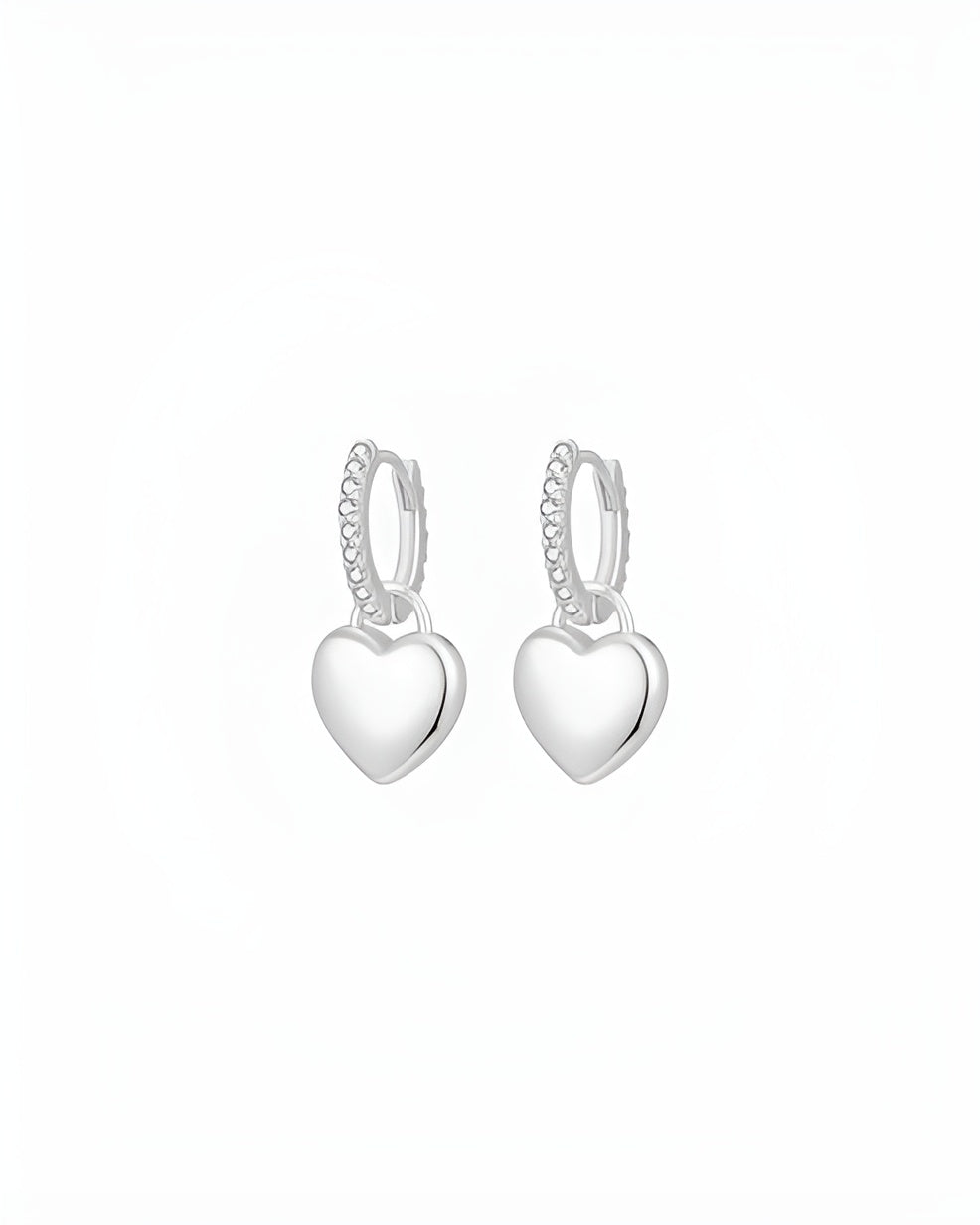 Heart-Shaped Earrings with Stone Accents in Gold or Silver