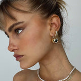 Heart Shaped Drop Earrings with Stone Accents