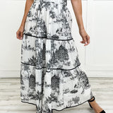 Women’s Tiered Vintage Print Dress | Maxi