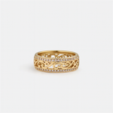 Gold Filigree Ring - Gemstone Detailing - 18K Gold Tone - Stainless Steel