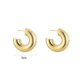 Gold Small Thick Brushed Earrings - Textured Heritage Design - 18K Gold Tone