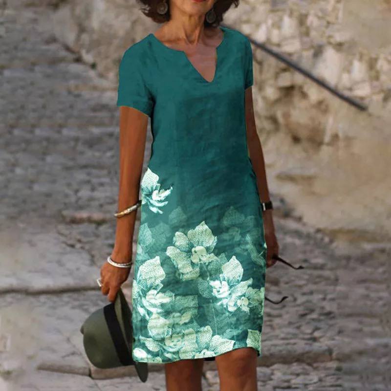Women's Summer Casual Floral Dress | V-Neck