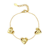 Gold Lovers Bracelet - Elegant Heart-Inspired Pendant - 18K Gold Tone