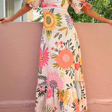 Women's Wedding Guest Dress with Puff Sleeves | Maxi