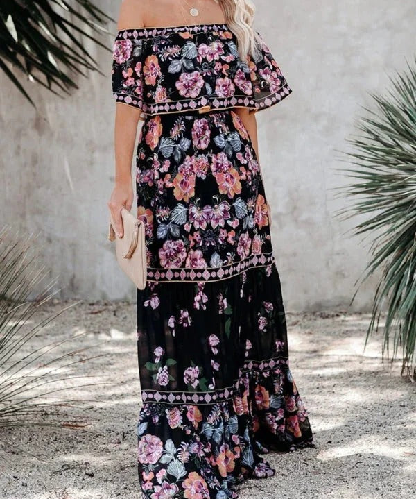 Women's Off Shoulder Mexican Style Summer Dress | Maxi