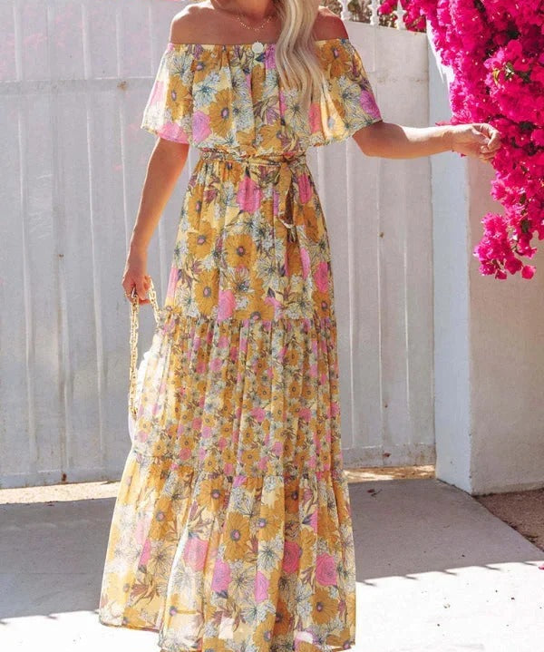 Women's Off Shoulder Mexican Style Summer Dress | Maxi