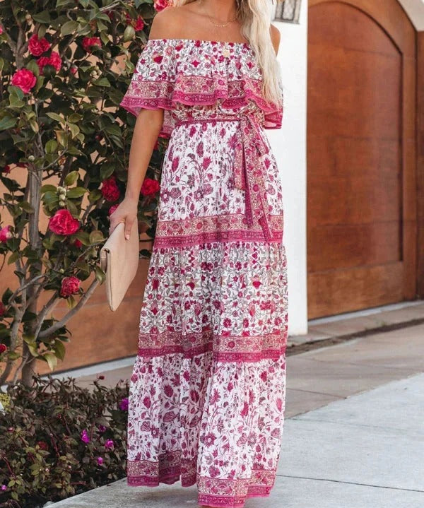 Women's Off Shoulder Mexican Style Summer Dress | Maxi