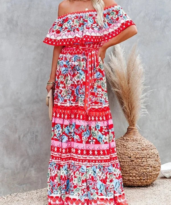 Women's Off Shoulder Mexican Style Summer Dress | Maxi